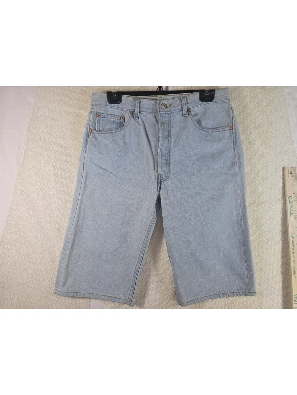 Vintage 90s Levis 501 Made in USA Denim Shorts Jorts Light Wash Men 34